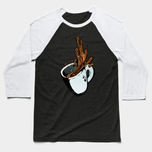 Coffee is spilling pattern  - Yellow Baseball T-Shirt